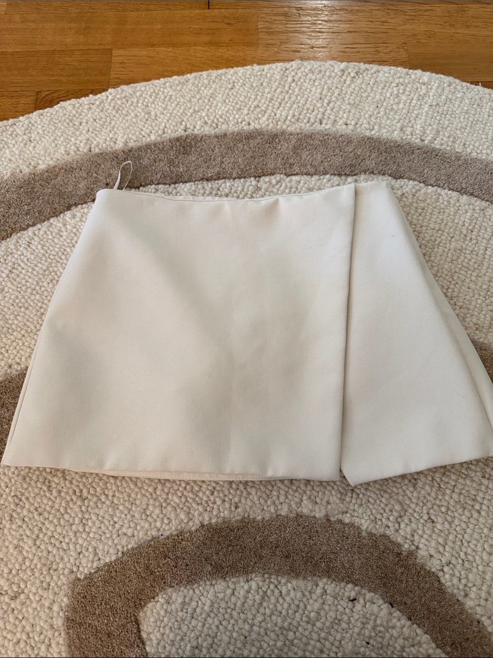 Zara Cream Asymmetrical Mini Skirt